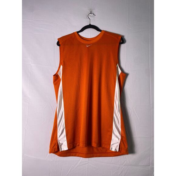 Nike Orange White jersey Tank Top Logo Print Athletic Top Men's Size Medium - Picture 1 of 2